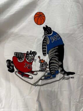 Vintage New NWT LARGE B.Kliban Crazy Shirts Basketball Cats Colectors Hawaii 90s